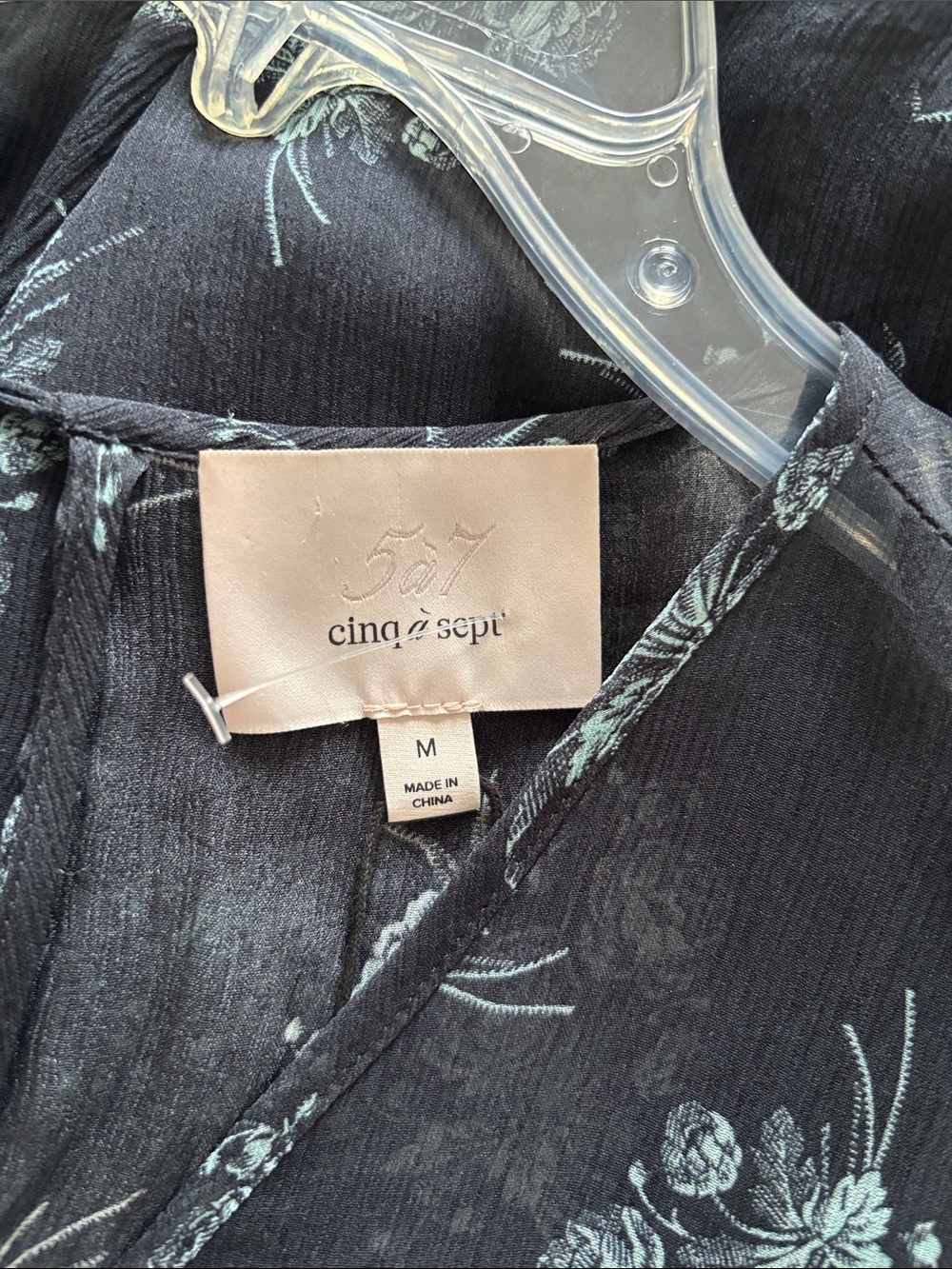 Cinq a sept: Dark silk dress with ruffle and gathered long sleeve